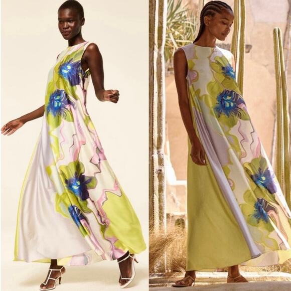 MISA Los Angeles Dresses & Skirts - MISA Los Angeles Multicolored Abstract Floral Ruffle Smocked Waist Sylvie Dress